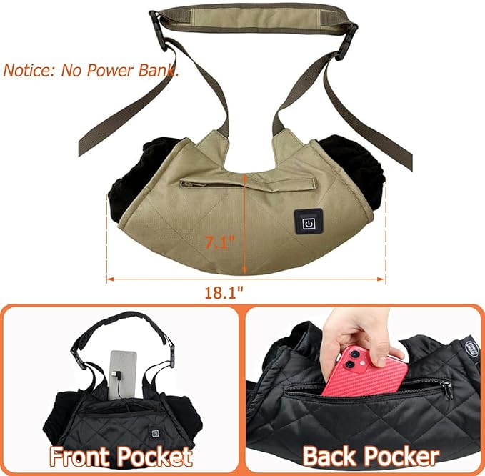 Heated Hand Muff, Electric Heating Hand Warmer Pouch, Suitable for Outdoor Hunting, Sports, Photography, Golf, Hike, Football, Snow Camping in Cold Winter Keep Warmth