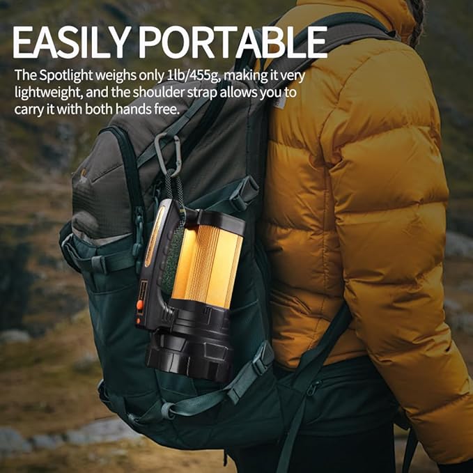 Rechargeable Spotlight with 700,000 High Lumen 30H Ultra-Long Standby,IP67 Waterproof Outdoor LED Spotlight Flashlight, 3400mAh Handheld Spotlight USB Charger for Camping Hunting