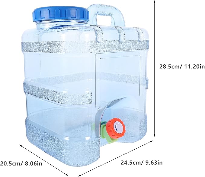 Abaodam 2.64 Gallon Water Jug Camping Water Container Water Storage Container with Faucet Large Capacity Water Jug Portable PC Water Bucket Camping Supply Clear Water Bottles