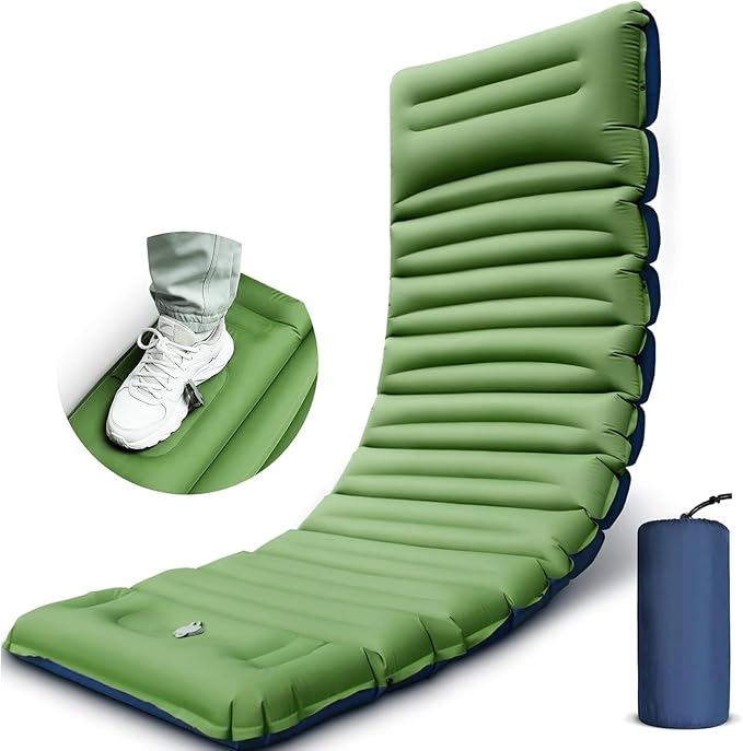 Sleeping Pad for Camping, Ultralight Inflatable Sleeping Mat with Built-in Foot Pump & Pillow, Compact Camping Air Mattress for Backpacking, Hiking, Traveling, Tent