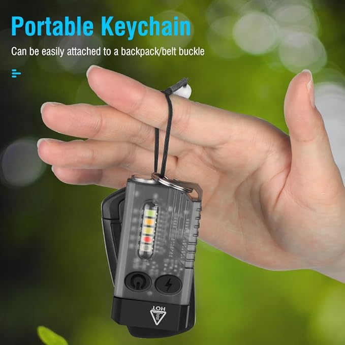 UniqueFire V10 Mini EDC Rechargeable Flashlight 1000 High Lumens, 365nm UV Blacklight 12 Modes Multi-Color Light Source, Small Pocket Keychain Light with Magnetic Base & Beeping Alarm