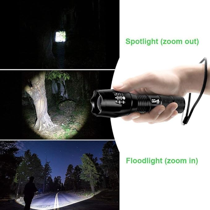 ULTRAFIRE A100 Tactical LED Flashlight Mini,800 Lumen Hunting Handheld Flashlight Focusable 3 Colors Exchange Glass Lens (Generate RED or Green Light)