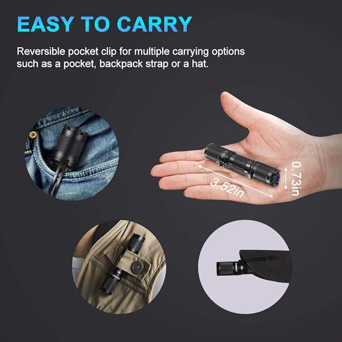LUMINTOP Tool AA2.0 Nichia EDC Flashlight, High Color Redering Index Ra 93 219CT LED Flashlight 650 Lumens, 5 Modes with Mode Memory, Waterproof Torch for Working, Emergency