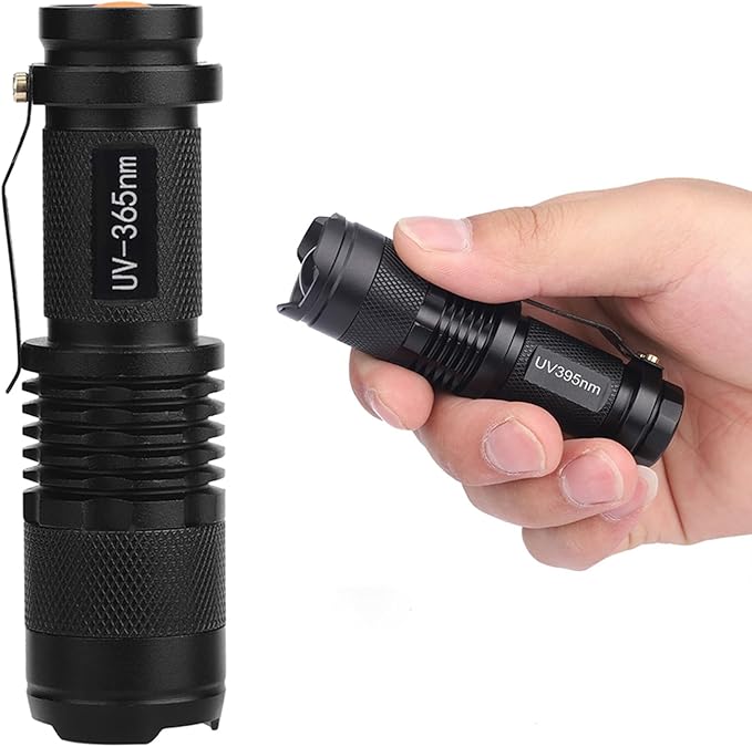 LED Torch Battery Powered, UV Ultra Flashlight Blacklight Light Inspection Lamp Torch 395/365 nM, for Power Cut, Camping, Dog Walking(365nm)