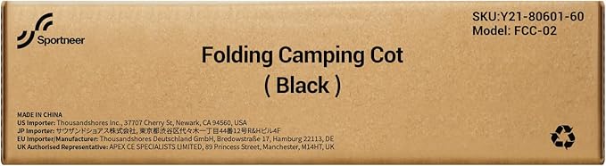 Sportneer Camping Cot, Military Cot Portable Camping Cots for Sleeping 78.3"x28.7"x14.6" Heavy Duty Folding Bed for Adults Teen Outdoor Travel Camping Tent Lounge Office Support 330 Lbs