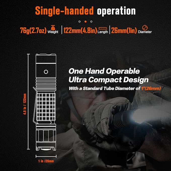 NICRON Flashlights High Lumens 1300, Rechargeable Flashlights 6 Models Super Bright Tactical Flashlight, IPX8 Waterproof flashlights for Camping, Emergency, Outdoor, Inspection, Tools for Men