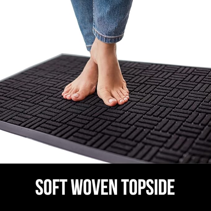 GORILLA GRIP 100% Waterproof All-Season WeatherMax Doormat, 47x35, Durable Natural Rubber, Stain and Fade Resistant, Low Profile, Indoor Outdoor Door Mats, Easy Clean Patio Entrance Mat, Midnight Maze