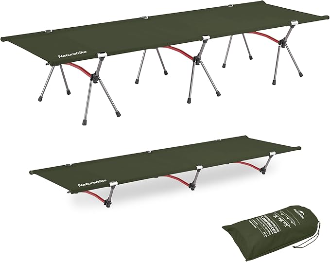 Naturehike ArmyWild Folding Camping Cot, Height Adjustable Ultralight Backpacking Cot, Portable Camping Bed for Camping Hiking Travel Home