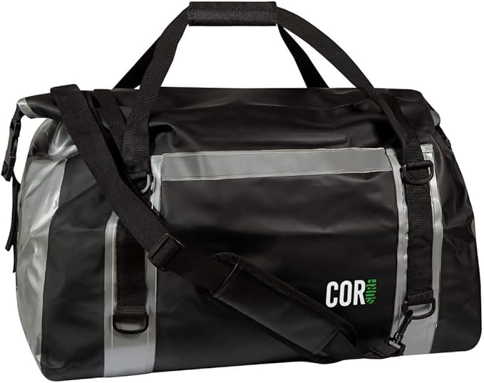 Waterproof Duffel Bag 60L Extra Large | Heavy Duty Dry Duffle Gear Bag with Durable Compression Straps & Handles for Surf Paddle Dive Snowboard Kayak or Motorcycle by Cor Surf