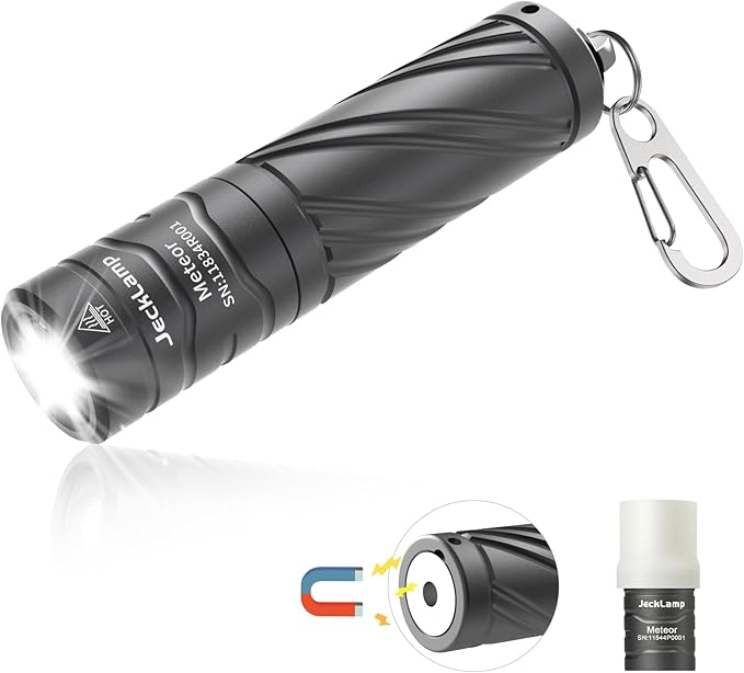 Rechargeable Mini Flashlight with Magnetic Tail, 800 High Lumens Bright Small Flashlight, IP68 Waterproof EDC Flashlight, 5 Modes Keychain Flashlight for Camping Hiking