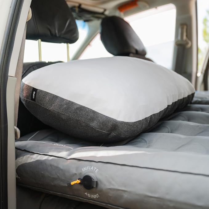 Luno Camping Pillow - Travel Friendly, Packable, Shredded Memory Foam Fill Travel Pillow. Washable Removeable Cover with Dual-Sided Comfort. Designed in The USA.