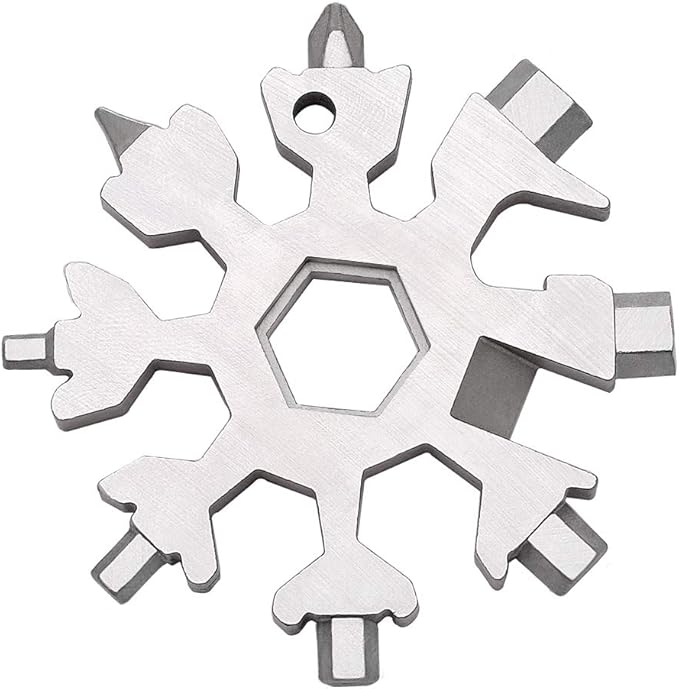 18-in-1 Snowflake Multi-Tool Screwdriver, Stainless Steel 18-1 Multitool Snow Tool,Best Gift for mens (Silver)