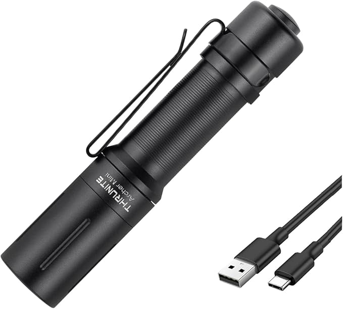 ThruNite EDC Flashlight Archer Mini, 405 Lumens Tail Switch LED Flashlight, USB C Rechargeable Little Pocket Penlight for Camping, Outdoor, and Emergency - Cool White