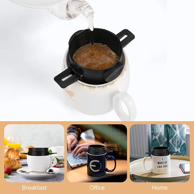 Pour Over Coffee Maker,Portable Stainless Steel Reusable Coffee Filter, Mini Collapsible Paperless Single Serve 1 Cup Coffee Dripper Cup Easy To Clean For Travel Camping