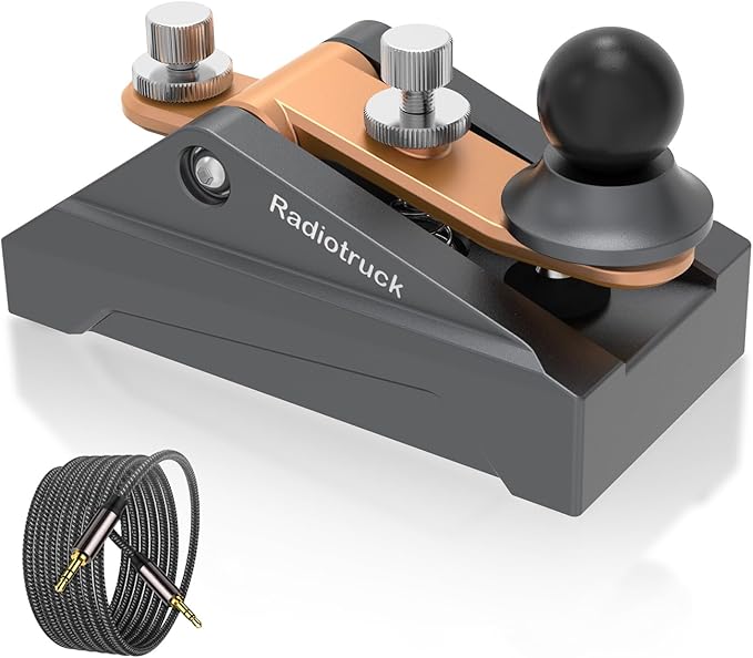 CW Telegraphy Key Auto Morse - Radio HAM Send Telegram Key Lambic Single Paddle Transmission Morse Code Key with Aluminum Alloy Body Base