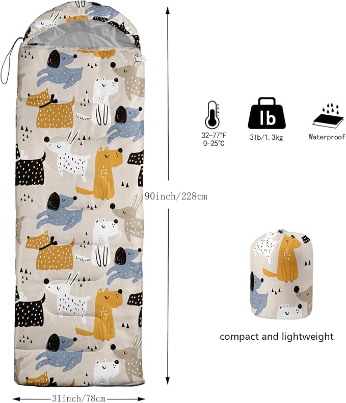 Cartoon Bear Camping Sleeping Bags for Adults Kids Boys Girls Warm & Cool Weather Backpacking Kawaii Animals Sleeping Bag for All Seasons Camping, Camping Gear Equipment, Traveling