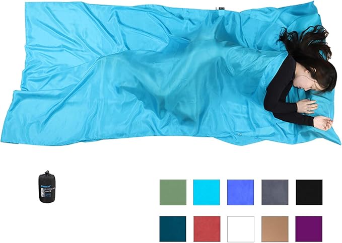 Browint Silk Sleeping Bag Liner, Silk Sleep Sack, Extra Wide 87"x43", Lightweight Travel Sheet for Hotels, More Colors for Option, Reinforced Gussets