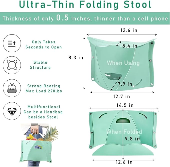 Folding Lightweight Portable Stool, Thickness of 0.5 in, Collapsable Foldable Travel Potty Stool, Footrest for Air Travel. Opens Easy for Camping Hiking Picnic Fishing Subway Party Ball Game (Yellow)