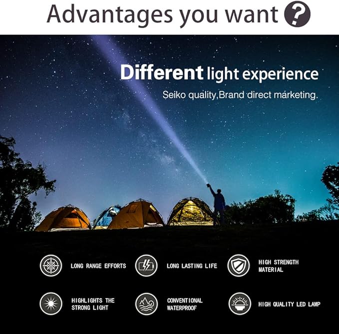 Rechargeable Spotlight, Super Bright Flashlights High Lumens, LED Searchlight with Handle, IPX4 Waterproof Spot Lights for Home Security, Camping, Boat, Hunting, Emergency Power Outage