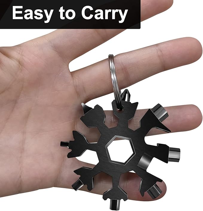 18-in-1 Snowflake Multitool, 12 Packs Stainless Steel Snowflake Wrench/Bottle Opener/Screwdriver Kit, Stainless Steel Portable Star Tool for Christmas Great Gifts