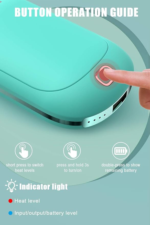 Hand Warmers Rechargeable, 5200mAh Electric Portable Pocket Hand Warmer Heater Pocket Warmer Dual-Sided Quick Heating Great for Outdoor Fishing Hunting Golf Camping Gifts for Men Women