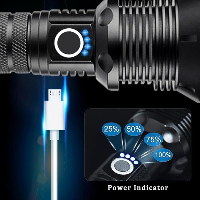 Led Flashlights High Lumens Rechargeable — 990,000 LM Led Flashlight Rechargeable, Super Bright Flashlight Rechargeable Flashlights, Powerful Flashlights for Emergencies Camping Hiking Gift
