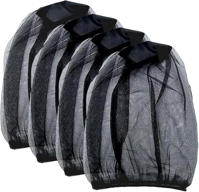 4 Pcs Face Mesh Nets Mosquito Protection Nets Mosquito Hats Black Head Net Covers Face Netting Covers Large Outdoor Head Mesh Hats for Women Men