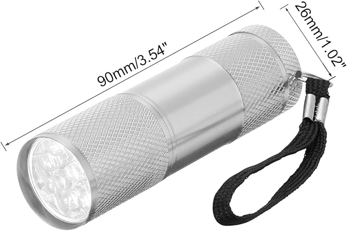 PATIKIL 9 LED Mini Flashlights, Aluminum Pocket Flashlight Torch with Lanyard for Camping, Hiking, Outdoor Emergencies, Silver Tone