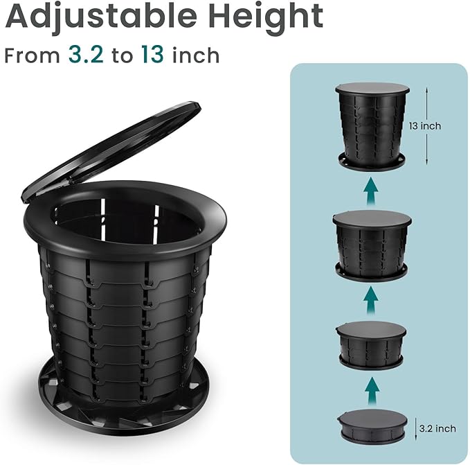 Retractable Portable Toilet Height Adjustable Travel Toilet Camping Toilet Portable Potty for Adults and Kids, Portable Toilet for Camping, XL size