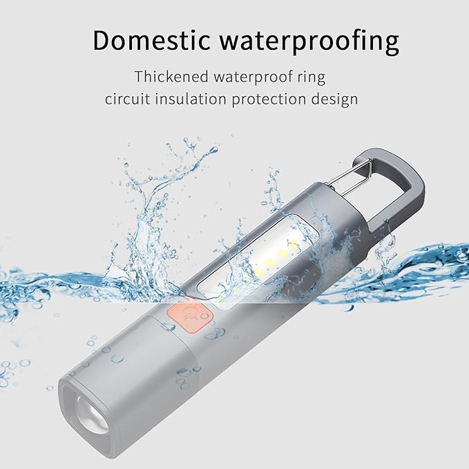 QUMOX Rechargeable LED Flashlight - Super Bright, Zoomable, USB Rechargeable, 3 Modes with COB Work Light - Compact Design for Camping and Emergencies - Pack of 2