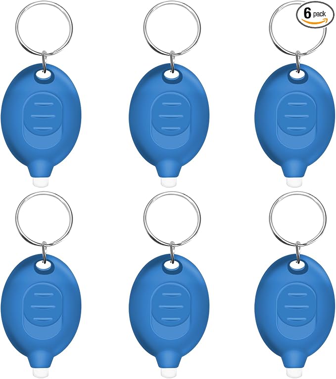 Mini LED Blue Light Keychain Flashlight, Small Keychain Flashlight 12 Lumen Portable Pocket Flashlight, Ultra Bright Micro LED Flashlight Blue Light Flashlight with Blue Shell (6PCS)