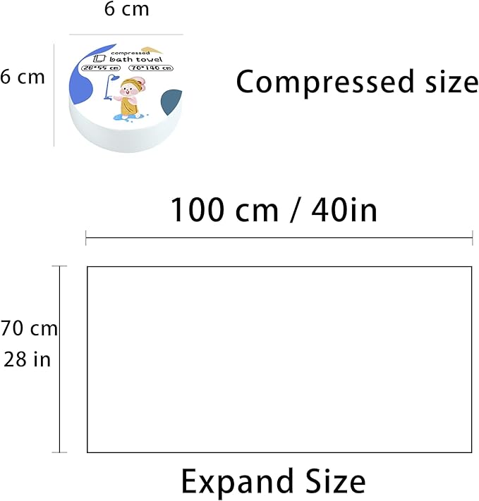 Compressed Towel Tablets - 40 * 28 in Compressed Bath Towel, 5 Psc Large Disposable Bath Towels for Travel, Compressed Cotton Bath Towels for Adults Baby Toddler Camping Hiking Swim Beach