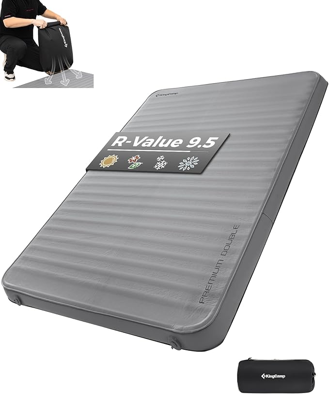 KingCamp Self Inflating Sleeping Pad for Camping Ultra Thick Double Single Foam Mattress High R Value Camping Air Pad Mat, Multi Colors & Sizes