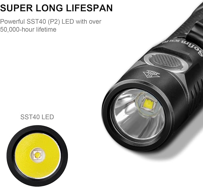 sofirn SC31 Pro Rechargeable EDC Flashlight, Super Bright 2000 Lumens Pocket Flashlight with SST40 6500K LED, Andruril 2 UI, Water Resistant LED Light with Diffuser Magnetic Tail Cap, for Camping