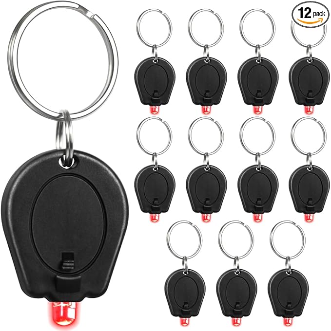 12 Pack Ultra Bright Red LED Keychain Flashlight, Mini Red Light Keychain Flashlight, Red Keychain Flashlight for Night Observation