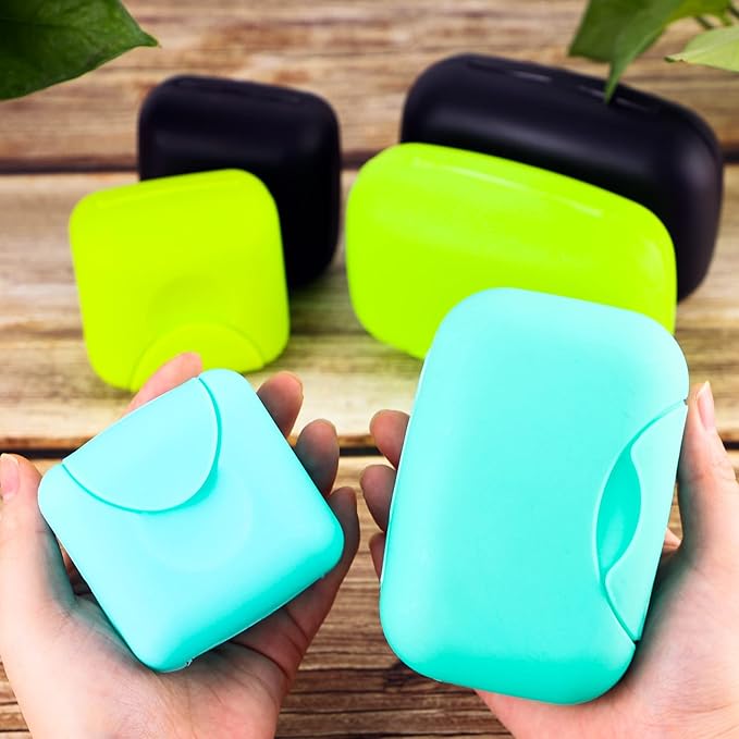 2 Pcs Plastic Soap Case Holder Container Box Home Outdoor Hiking Camping Travel Blue & Pink