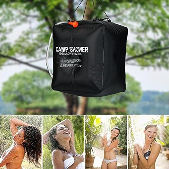 DS. DISTINCTIVE STYLE Camping Shower Bag 10 Gal/40 L Portable Solar Shower Bag with Removable Hose and On-Off Switchable Shower Head for Camping, Hiking, Traveling, Beach Swimming
