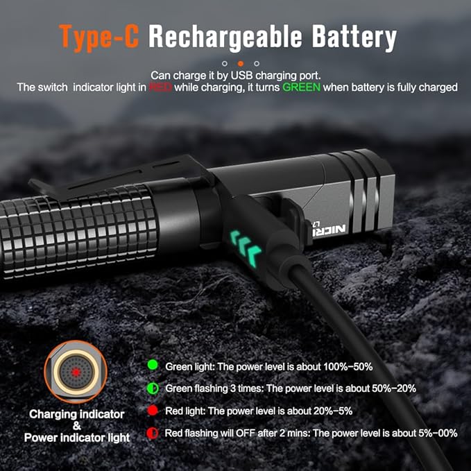 EDC Flashlight Rechargeable, 90 Degree Flashlight with Magnet 400 High Lumens NICRON L74 Mini Flashlight Compatiable with AAA Battery Pocket Penlight for Night Working, Camping, Outdoor, Emergency
