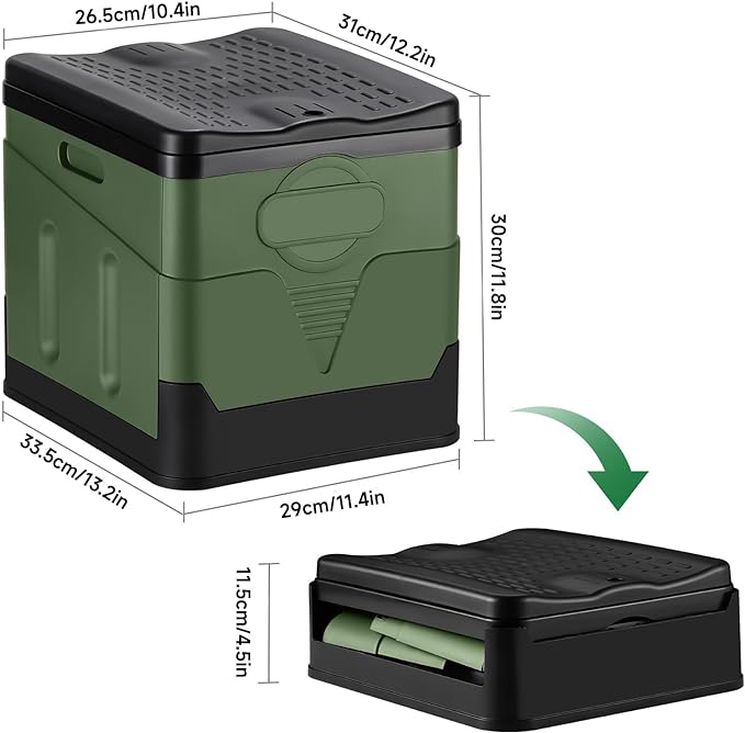 Camping Portable Toilet, Foldable Portable Toilet With Lid, Adult Portable Bedpan Car Toilet Bucket Toilet, Outdoor Camping Hiking, Travel, Beach, Boating Travel Toilet (Green)