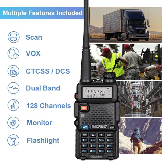 BaoFeng UV-5R 8W High Power Ham Radio with Wireless Programmer,USB Charging Dual Band Long Range Two Way Radio Walkie Talkie Ham Radio Handheld