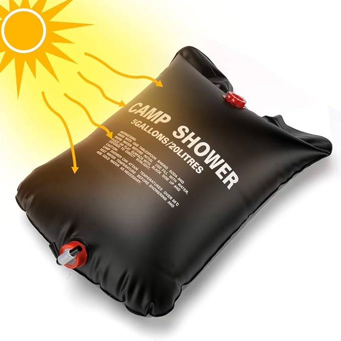 Solar Shower Bag for Camping,5 gallons/20L Solar Heating Shower Bag with Removable Hose and On-Off Switchable Shower Head,Camping Accessories for Camping Beach Swimming Outdoor
