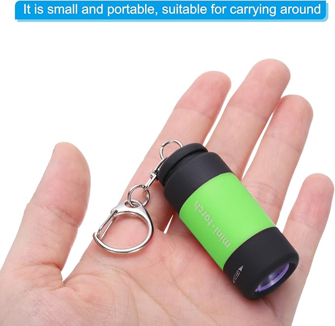 PATIKIL Mini Keychain Flashlight, Pocket LED Flashlight Portable Torch USB Rechargeable for Outdoor Camping Party, Light Green