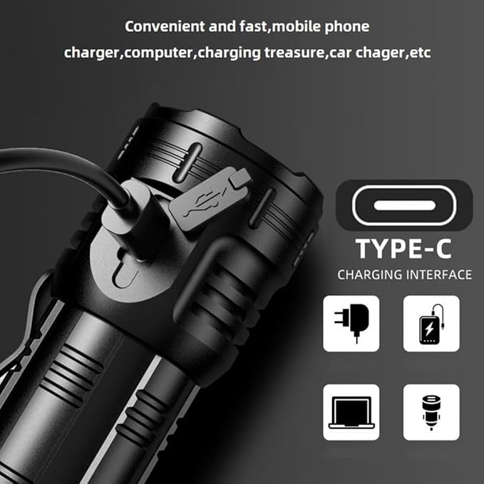 ALONEFIRE X68 Mini LED Flashlight Type C USB Rechargeable Bright 8 LED Light Source Small Torch 8 Modes Waterproof Long Battery Life with Tail Magnet, Clip, Battery for Outdoor, EDC Carry, Hiking