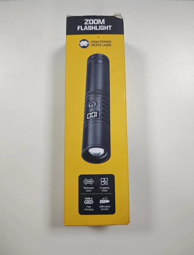 Semlos 1500 Lumens Zoomable Flashlights, High Power LED Torch Lights with 3 Modes, Portable Outdoor Camping Lights with Screen Display, 2 Packs