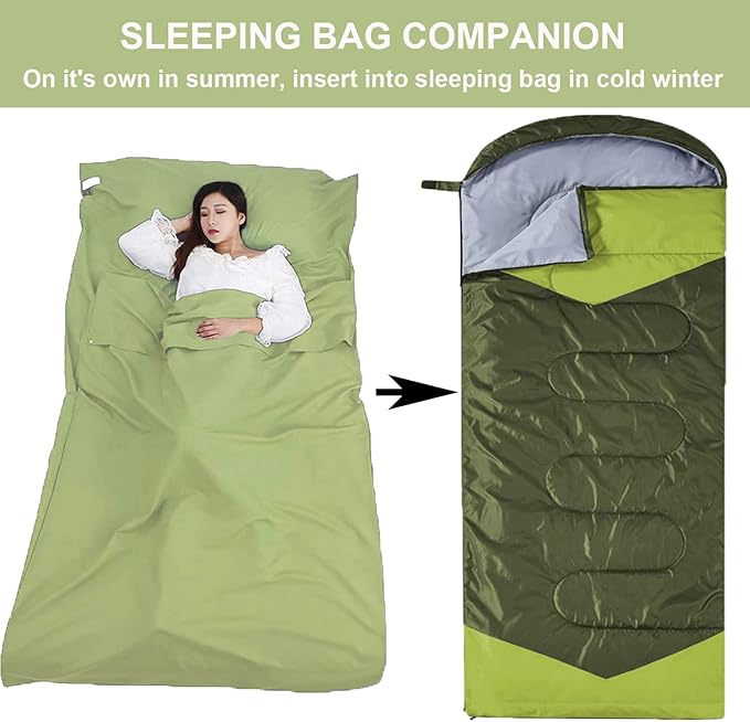 Sleeping Bag Liner Portable Travel Camping Sheets Lightweight and Compact Sleeping Sack Sheets for Adults Comfortable Liners for Traveling Hotel Camping Picnic Hostels Backpacking