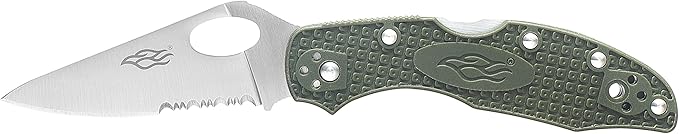 Firebird GANZO F759MS-GR Serrated Blade Pocket Folding Knife 440C Stainless Steel Serrated Blade Nylon Glass Fiber Anti-Slip Handle with Clip Fishing Camping Outdoor Gear EDC Pocket Knife (Green)