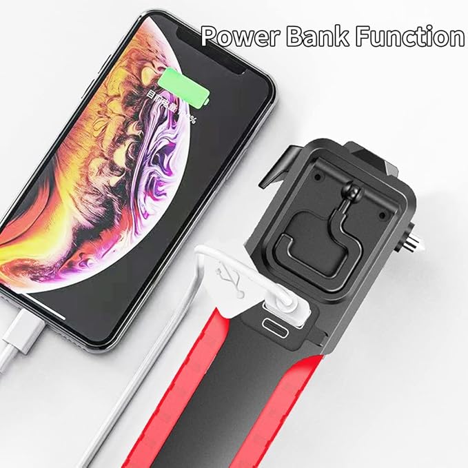 Car Flashlights for Emergencies, Window Breaker Seatbelt Cutter Multifunction LED Work Light, 4 Modes Bright COB Rechargeable Inspection Light for Car Repair, Household, Camping