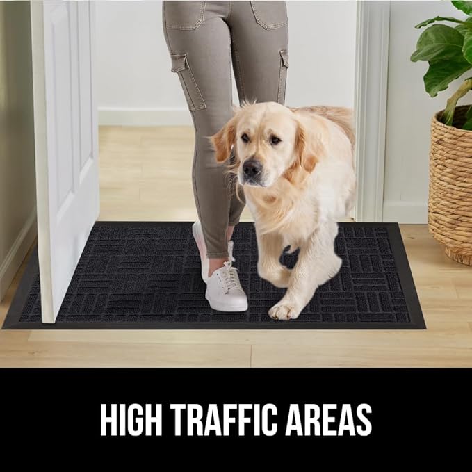 GORILLA GRIP 100% Waterproof All-Season WeatherMax Doormat, 47x35, Durable Natural Rubber, Stain and Fade Resistant, Low Profile, Indoor Outdoor Door Mats, Easy Clean Patio Entrance Mat, Midnight Maze