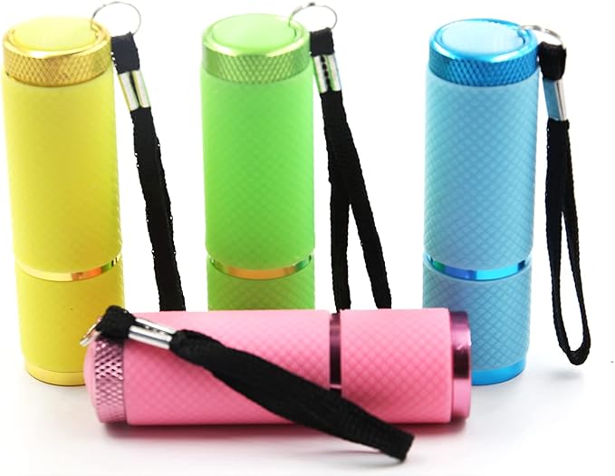 9 LED Glow in Dark Flashlights, 4 Pack Rubber Coated Handheld Flashlights with Straps, Aluminum Portable Lights for Camping, Hiking, Emergency