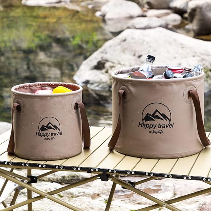 Multi-Function Folding Bucket, 5 Gallon Portable Folding Bucket with Handle, for Outdoor Camping, Hiking, Picnic, Fishing, Gardening, Car Washing